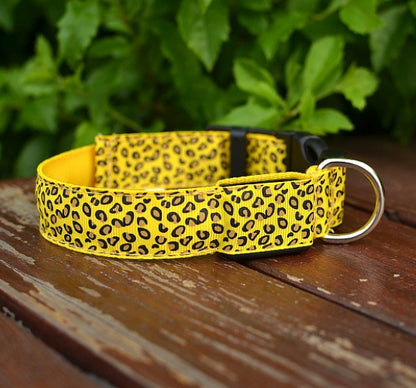 LED dog collar Collar Safety Adjustable Nylon Leopard Pet Collar
