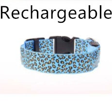 LED dog collar Collar Safety Adjustable Nylon Leopard Pet Collar
