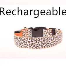 LED dog collar Collar Safety Adjustable Nylon Leopard Pet Collar