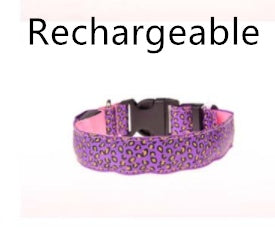 LED dog collar Collar Safety Adjustable Nylon Leopard Pet Collar