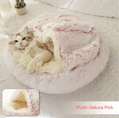 2 In 1 Dog And Cat Bed Pet Winter Bed Round Plush Warm Bed House Soft Long Plush  Pet Products