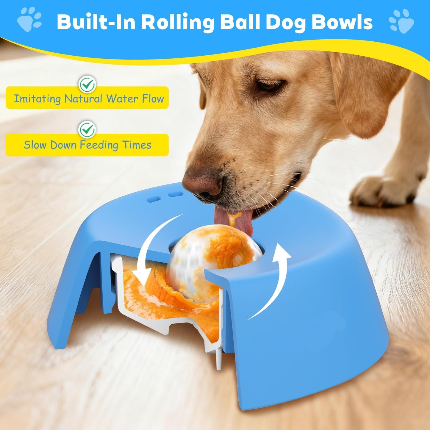 Pet Slow Feeder Non-Slip Spherical Dog Licking Bowl Anti-Choking Dog Bowl Lick Toy For Liquid Treats Bone Broth Yogurt