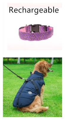 LED dog collar Collar Safety Adjustable Nylon Leopard Pet Collar